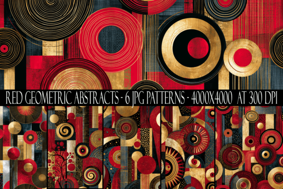 Download Red and Gold Geometric Abstract Patterns - Geometric Collection